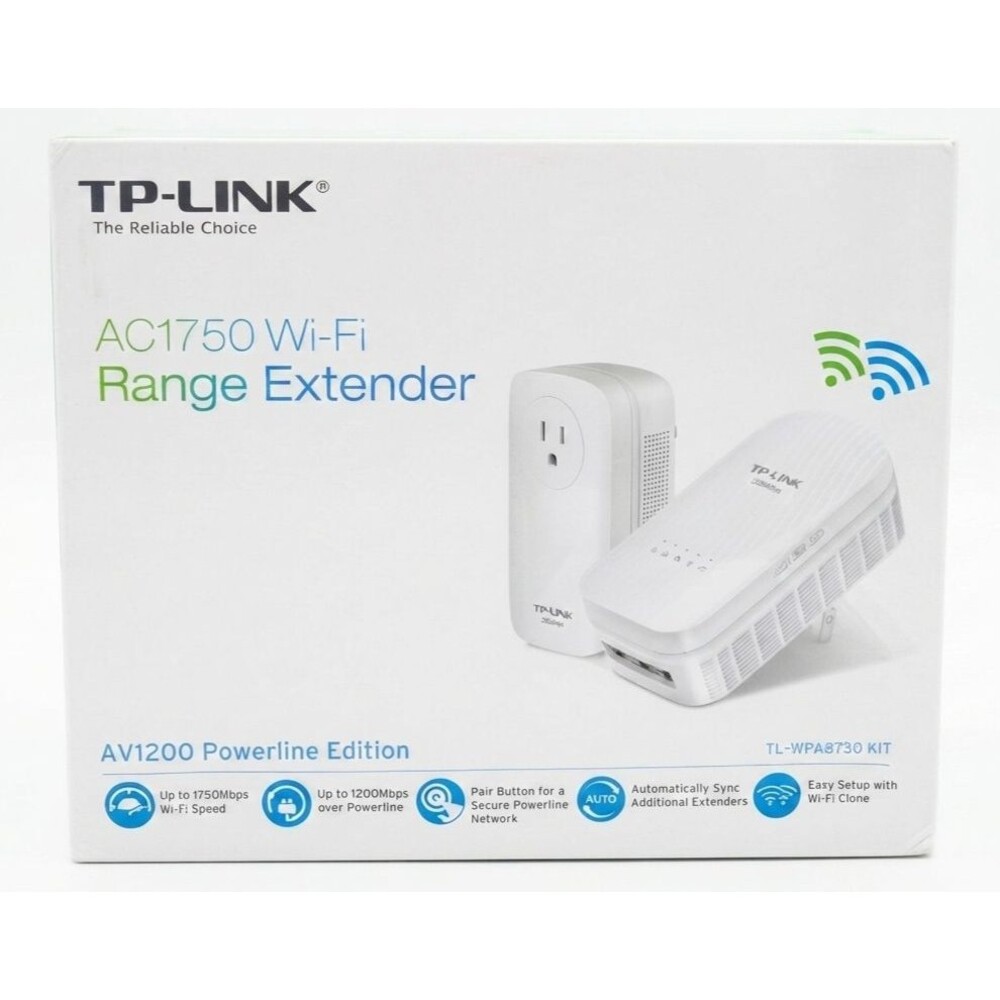 TP-Link AV1200 AC1750 Wi-Fi Range Extender Powerline Edition Kit TL-WPA8730 NEW